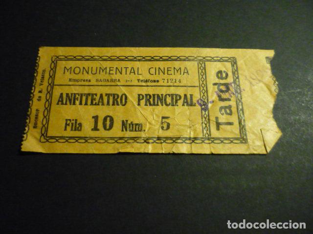 Cinema: ANTIGUA ENTRADA DE CINE A&Ntilde;OS 30 CINE MONUMENTAL CINEMA MADRID