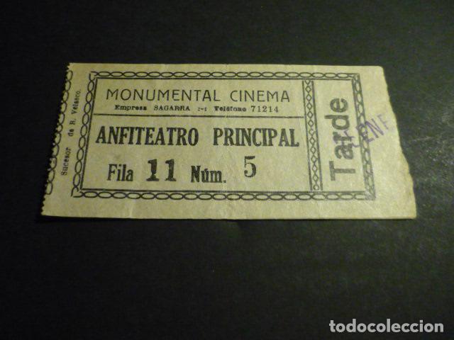 Cinema: ANTIGUA ENTRADA DE CINE A&Ntilde;OS 30 CINE MONUMENTAL CINEMA MADRID