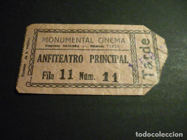 Cinema: ANTIGUA ENTRADA DE CINE A&Ntilde;OS 30 CINE MONUMENTAL CINEMA MADRID