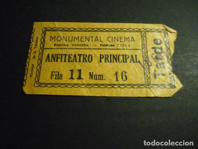 Cinema: ANTIGUA ENTRADA DE CINE A&Ntilde;OS 30 CINE MONUMENTAL CINEMA MADRID