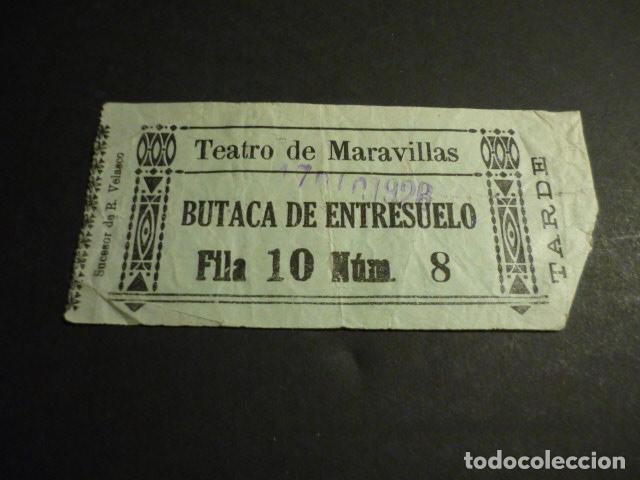 Cinema: ANTIGUA ENTRADA DE CINE A&Ntilde;OS 30 CINE TEATRO DE MARAVILLAS MADRID