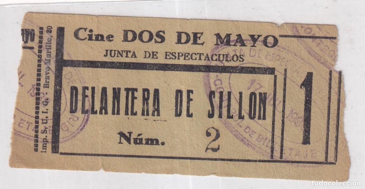 Cine: ENTRADA CINE DOS DE MAYO . JUNTA DE ESPECT&Aacute;CULOS &Eacute;POCA GUERRA CIVIL