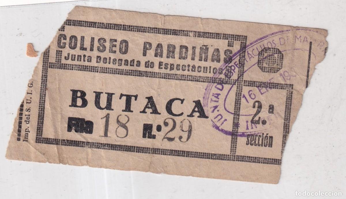 Cinema: ENTRADA CINE COLISEO PARDI&Ntilde;AS . JUNTA DE ESPECT&Aacute;CULOS &Eacute;POCA GUERRA CIVIL