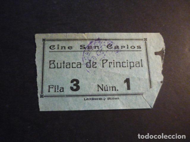 Cinema: ANTIGUA ENTRADA DE CINE A&Ntilde;OS 20 30 CINE SAN CARLOS BILBAO