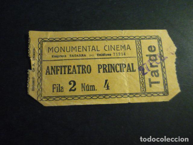 Cinema: ANTIGUA ENTRADA DE CINE A&Ntilde;OS 20 30 CINE MONUMENTAL CINEMA MADRID