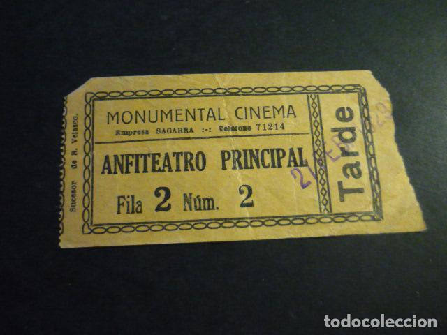 Cinema: ANTIGUA ENTRADA DE CINE A&Ntilde;OS 20 30 CINE MONUMENTAL CINEMA MADRID