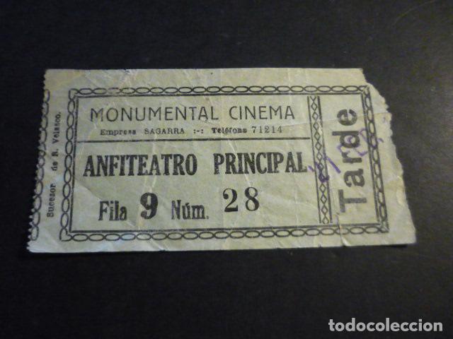 Kino: ANTIGUA ENTRADA DE CINE A&Ntilde;OS 20 30 CINE MONUMENTAL CINEMA MADRID