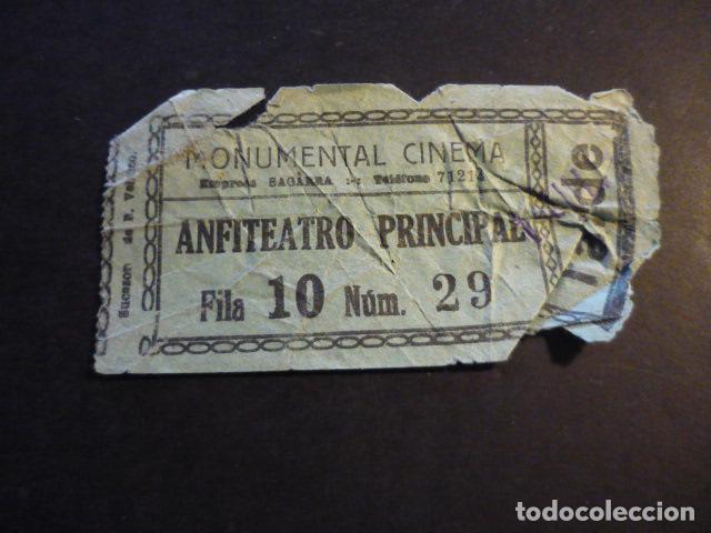 Cinema: ANTIGUA ENTRADA DE CINE A&Ntilde;OS 20 30 CINE MONUMENTAL CINEMA MADRID