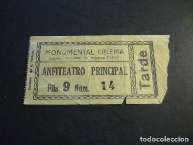 Cinema: ANTIGUA ENTRADA DE CINE A&Ntilde;OS 20 30 CINE MONUMENTAL CINEMA MADRID