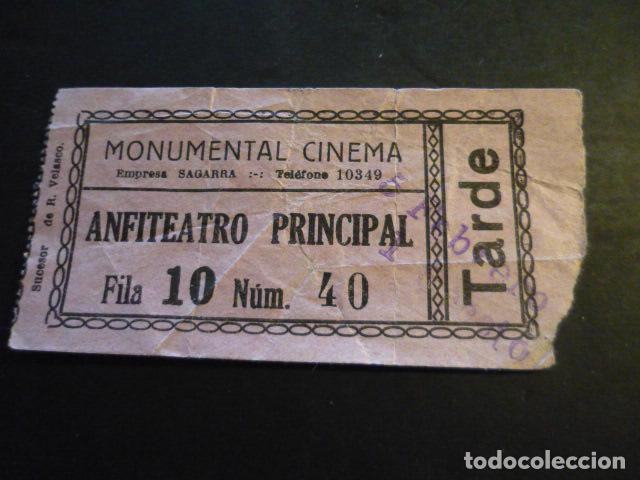 Cin&eacute;ma: ANTIGUA ENTRADA DE CINE A&Ntilde;OS 20 30 CINE MONUMENTAL CINEMA MADRID