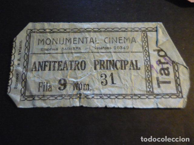 Cin&eacute;ma: ANTIGUA ENTRADA DE CINE A&Ntilde;OS 20 30 CINE MONUMENTAL CINEMA MADRID