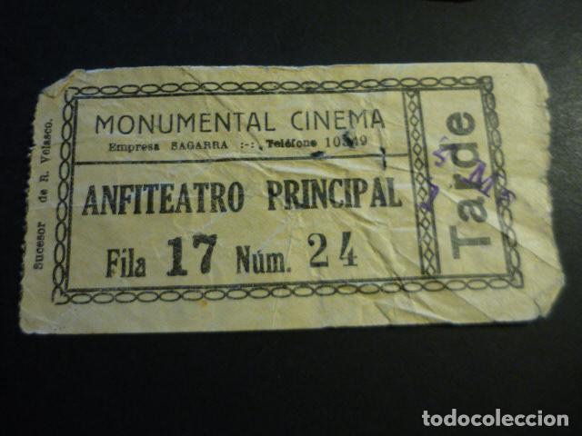 Cin&eacute;ma: ANTIGUA ENTRADA DE CINE A&Ntilde;OS 20 30 CINE MONUMENTAL CINEMA MADRID