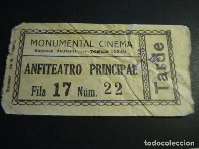 Cin&eacute;ma: ANTIGUA ENTRADA DE CINE A&Ntilde;OS 20 30 CINE MONUMENTAL CINEMA MADRID