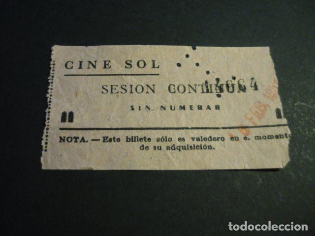 Cine: ANTIGUA ENTRADA DE CINE A&Ntilde;OS 40-50 CINE SOL MADRID