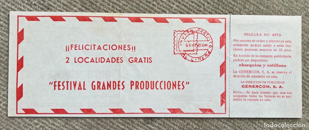 Cine: Gran entrada invitaci&oacute;n Cine Koskas (Santander) Pel&iacute;cula: Contigo para siempre - A&ntilde;o 1968