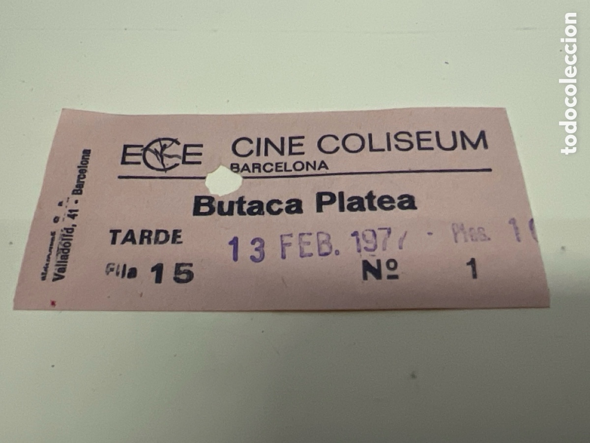 Cine: T1/E2/1051. entrada cine coliseum barcelona 1977