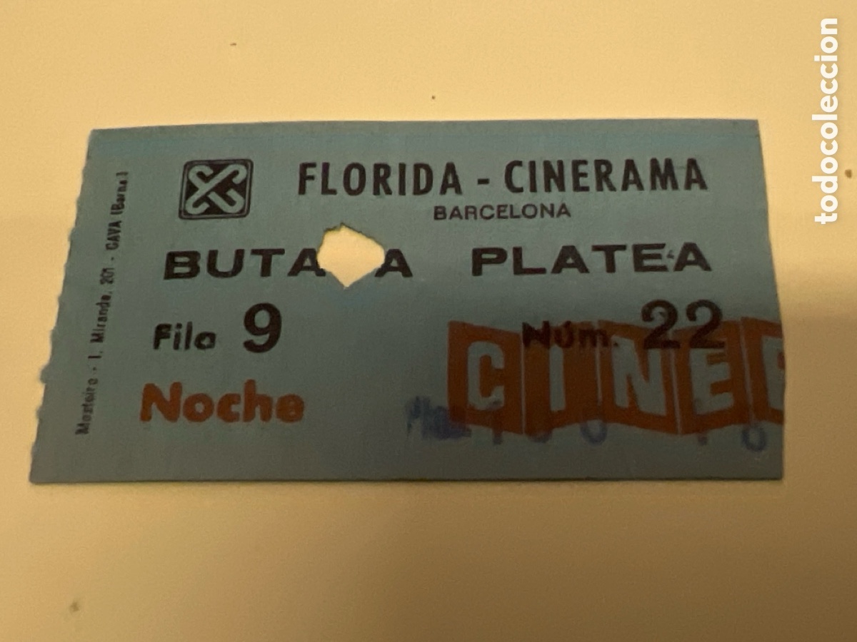 Cine: T1/E2/1055. ENTRADA CINE - FLORIDA - CINERAMA BARCELONA