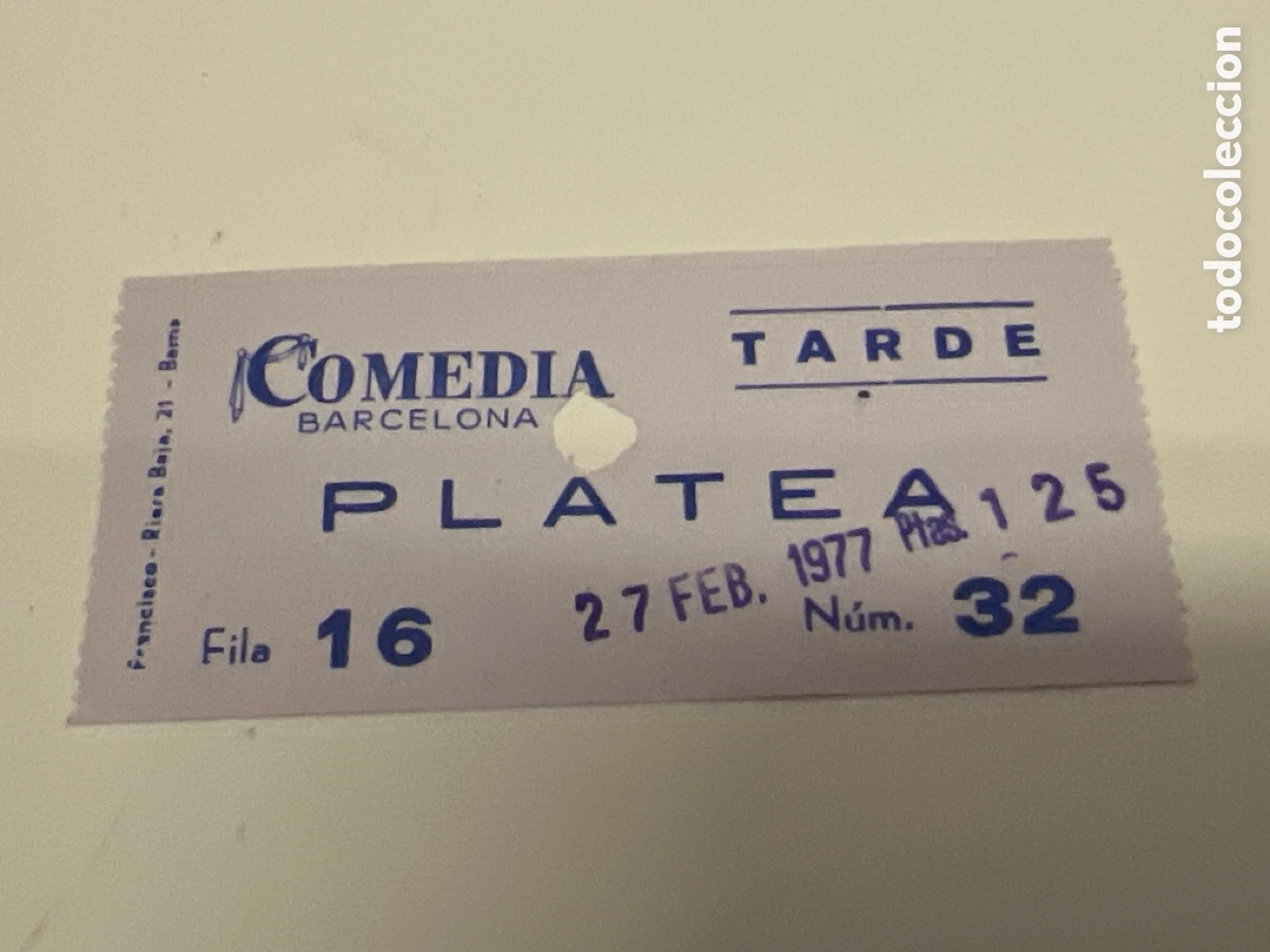 Cine: T1/E2/1058. ENTRADA CINE - COMEDIA - BARCELONA