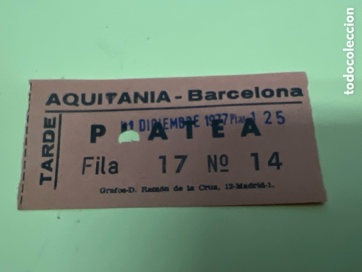 Cine: T1/E2/1065. ENTRADA DE CINE - AQUITANIA BARCELONA