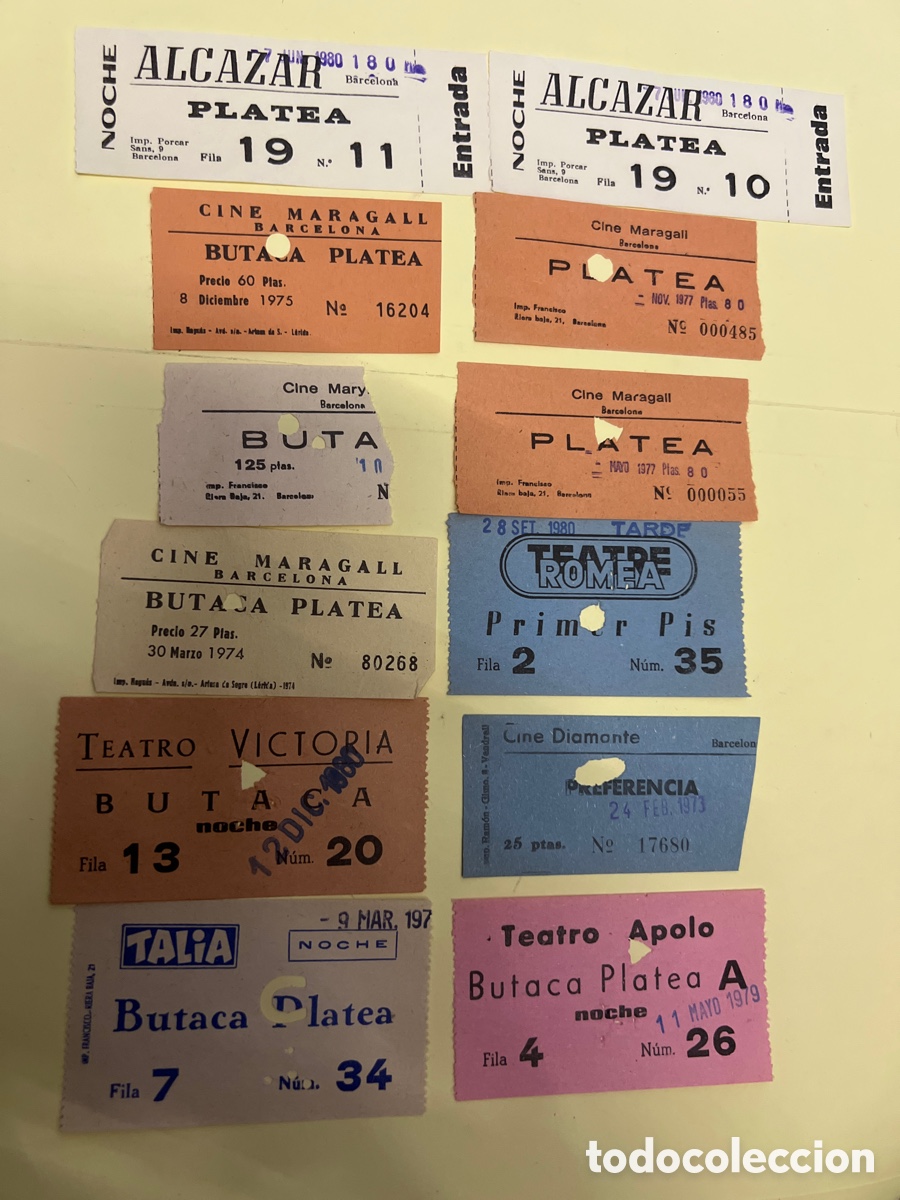 Cine: T1/E2/1072. LOTE DE 12 ENTRADAS DE CINE