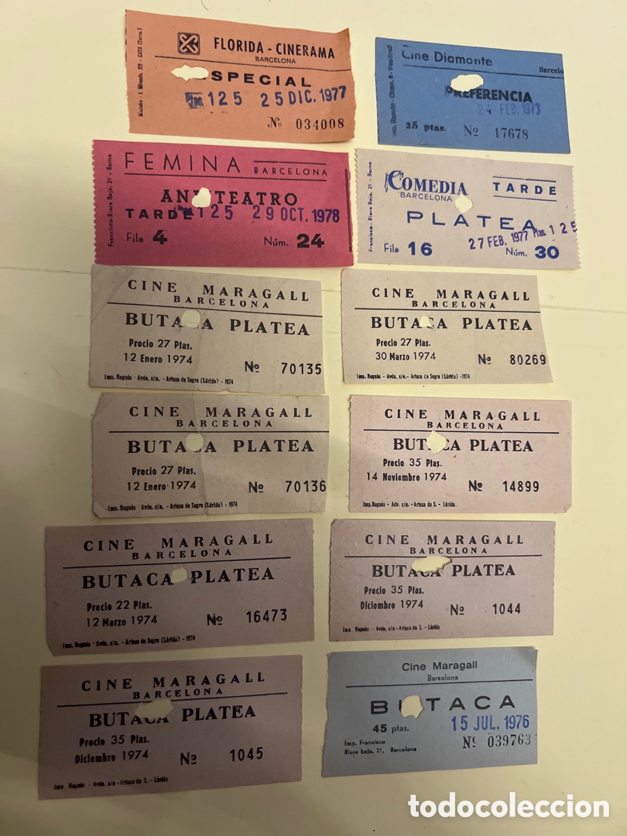 Cine: T1/E2/1073. LOTE DE 12 ENTRADAS DE CINE