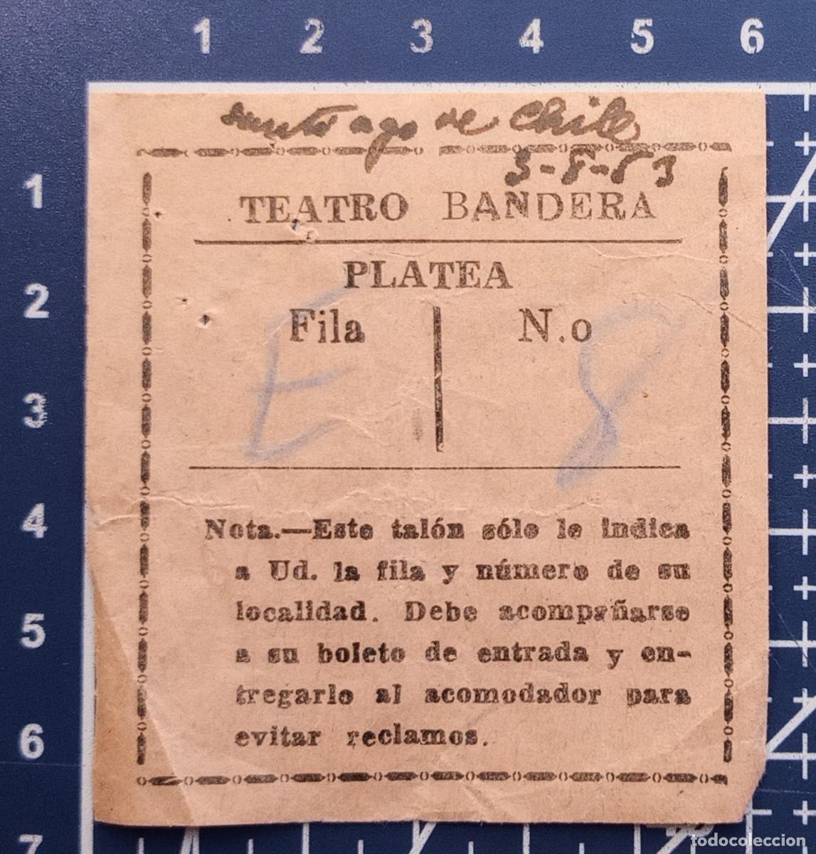Cine: ENTRADA/TIQUET - TEATRO BANDERA - SANTIAGO DE CHILE - 1963