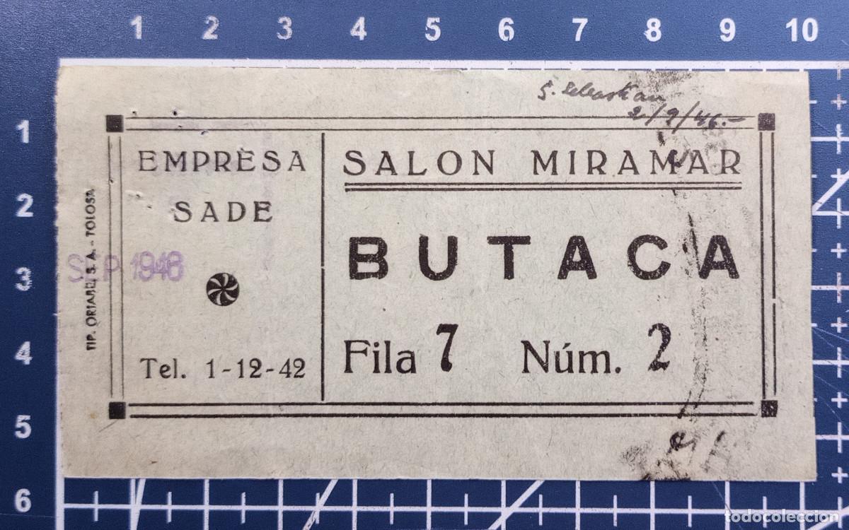 Cine: ENTRADA/TIQUET - SAL&Oacute;N MIRAMAR - SAN SEBASTIAN - 1946