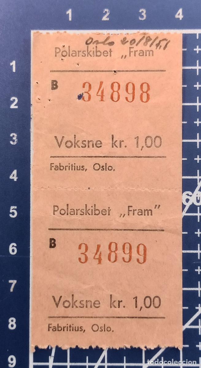 Cine: 2 ENTRADAS/TIQUETS - POLARSKIBET FRAM - OSLO - 1951