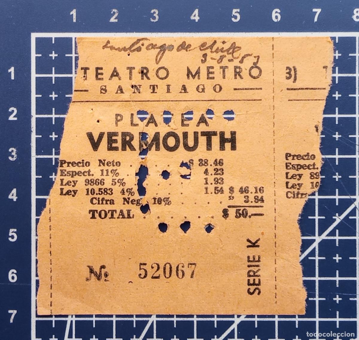 Cine: ENTRADA/TIQUET - TEATRO METRO - SANTIAGO DE CHILE - 1953