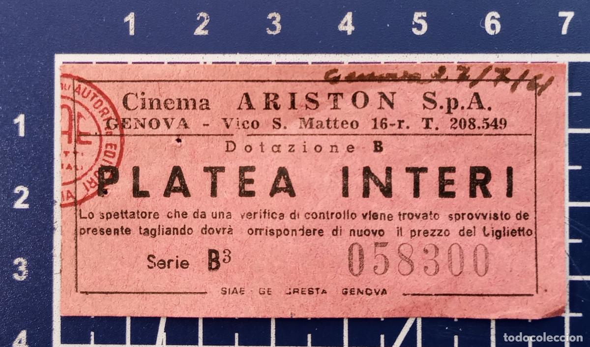 Cine: ENTRADA/TIQUET - CINEMA ARISTON - GENOVA - 1961