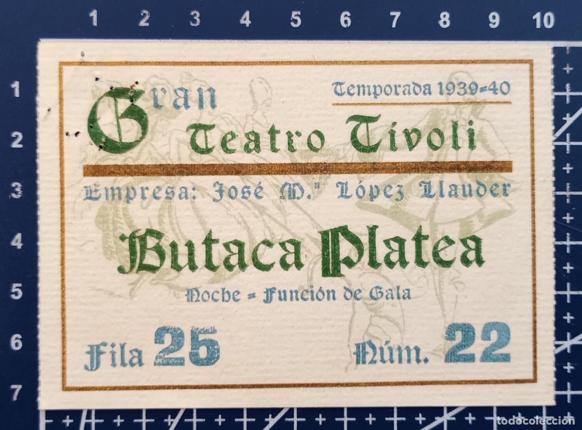 Cine: ENTRADA/TIQUET - GRAN TEATRO TIVOLI - TEMPORADA 1939-40 - EL CABALLERO DEL AMOR
