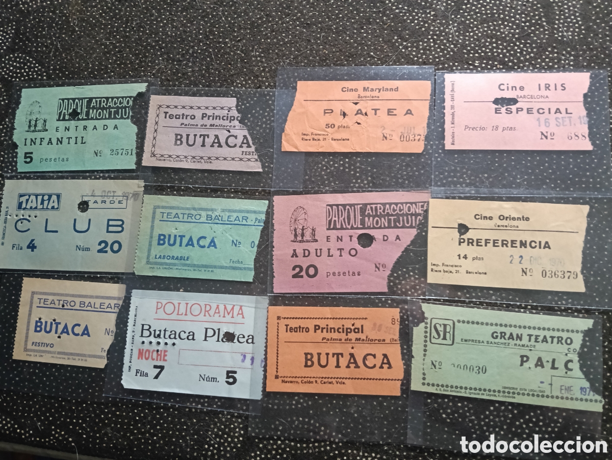 Cine: Lote de 12 entradas de los a&ntilde;os 70, Club Tal&iacute;a, Teatro Balear, Teatro Principal, Poliorama, Cine Iri