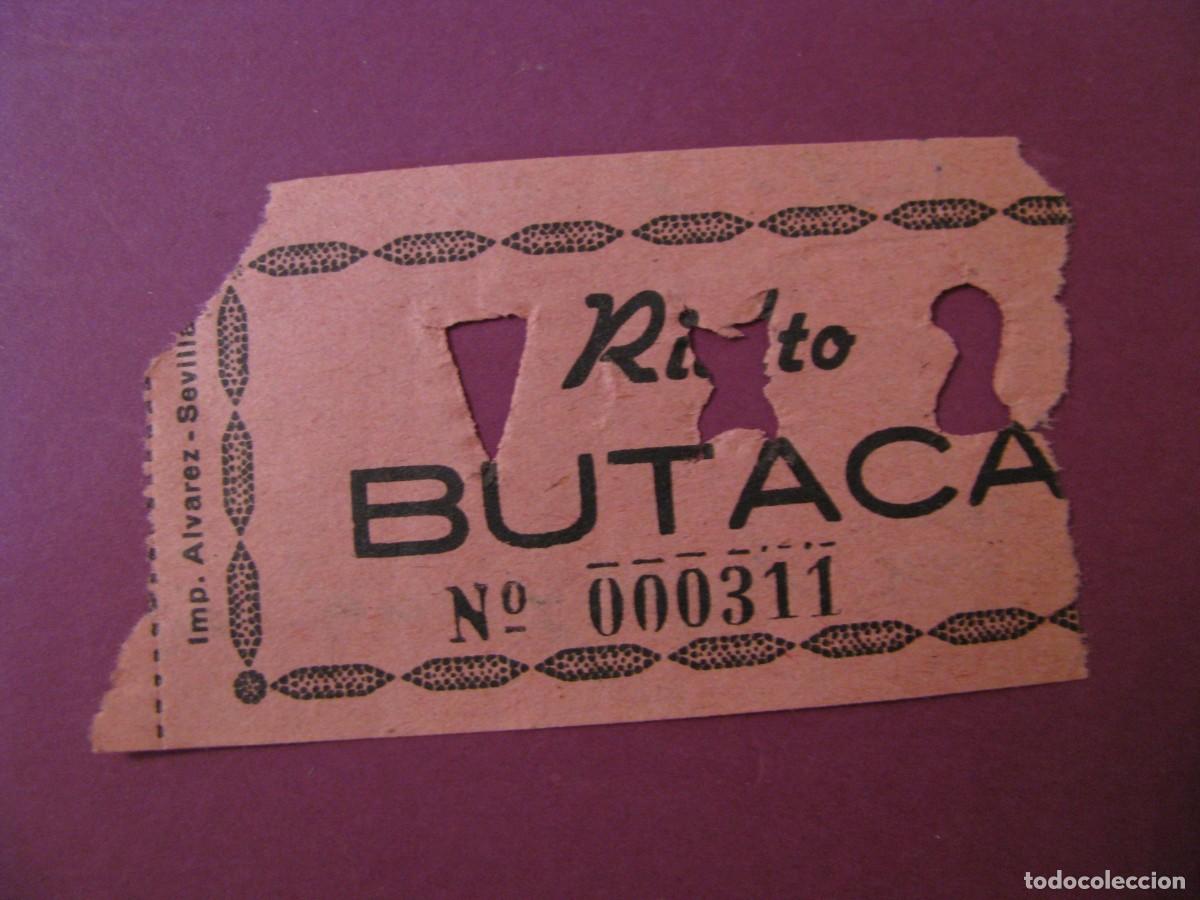 Cine: ENTRADA DE CINE. RIALTO, SEVILLA. 1959. DETRAS VIENE LA FECHA Y EL NOMBRE DE LA PELICULA.