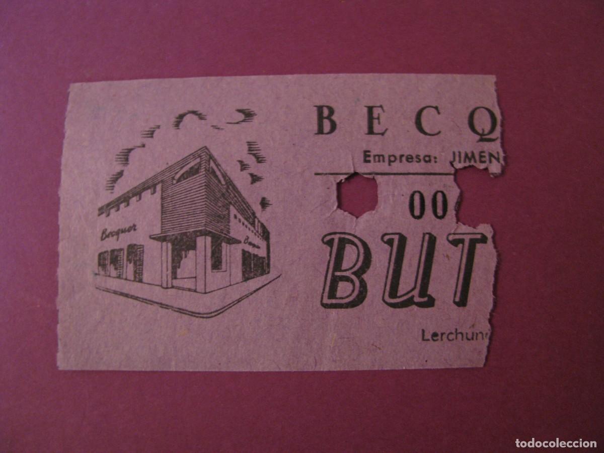 Kino: ENTRADA DE CINE BECQUER, SEVILLA. 1960. DETRAS VIENE LA FECHA Y EL NOMBRE DE LA PELICULA