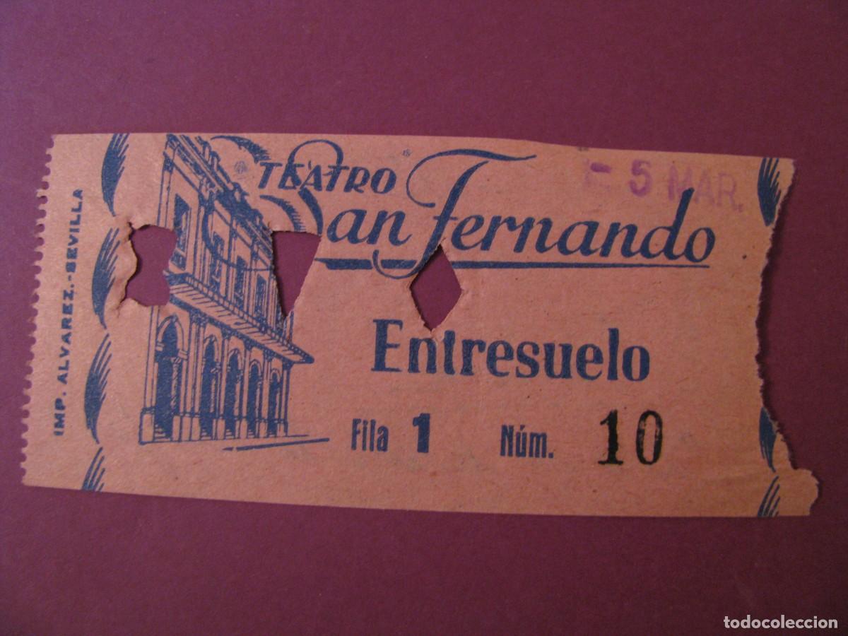 Cine: ENTRADA DE TEATRO SAN FERNANDO, SEVILLA 1959. DETRAS VIENE LA FECHA Y EL NOMBRE