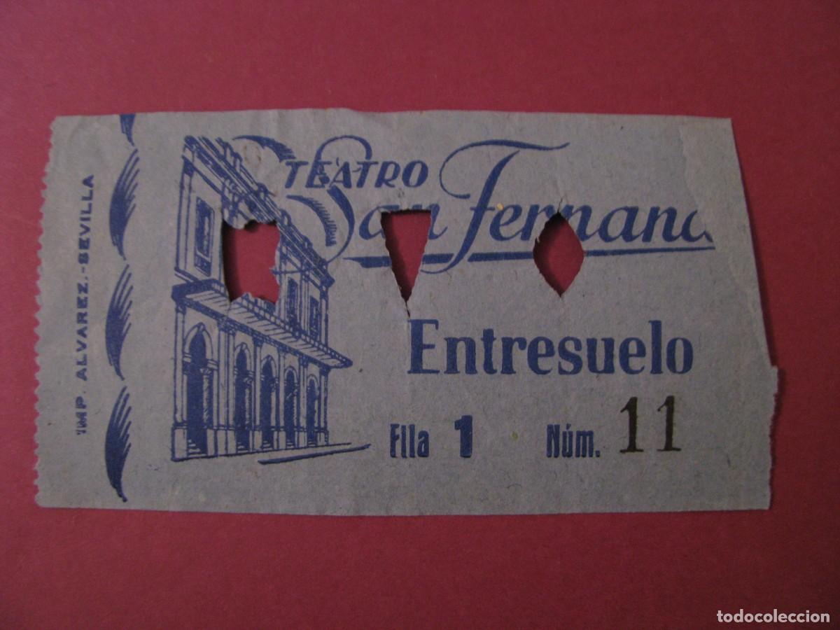 Cine: ENTRADA DE TEATRO SAN FERNANDO, SEVILLA 1959. DETRAS VIENE LA FECHA Y EL NOMBRE