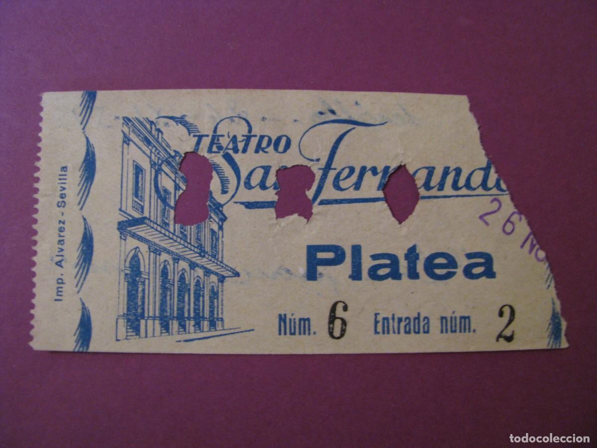 Cine: ENTRADA DE TEATRO SAN FERNANDO, SEVILLA 1959. DETRAS VIENE LA FECHA Y EL NOMBRE