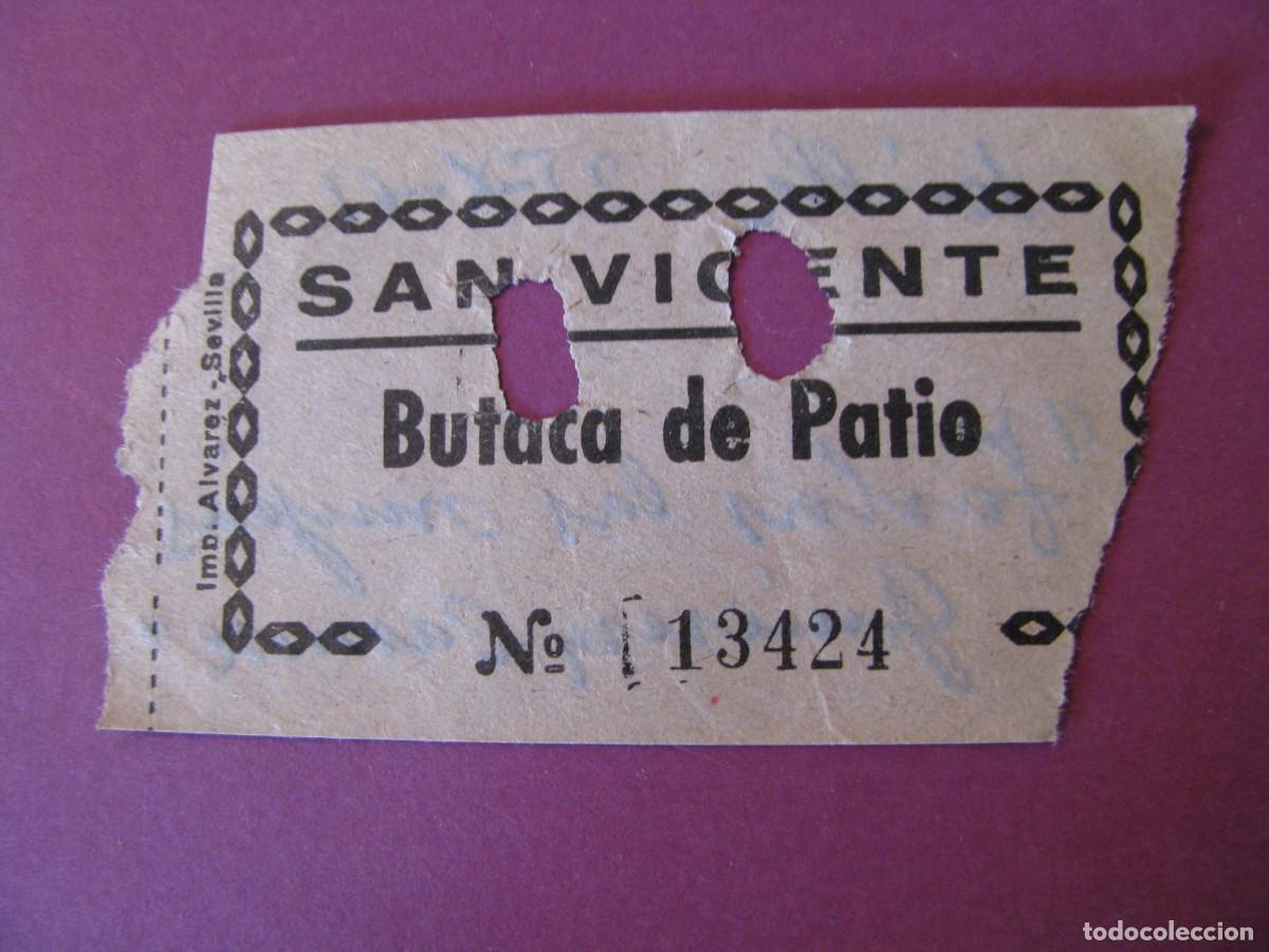 Cine: ENTRADA DE CINE SAN VICENTE, SEVILLA 1961. DETRAS VIENE LA FECHA Y EL NOMBRE DE LA PELICULA