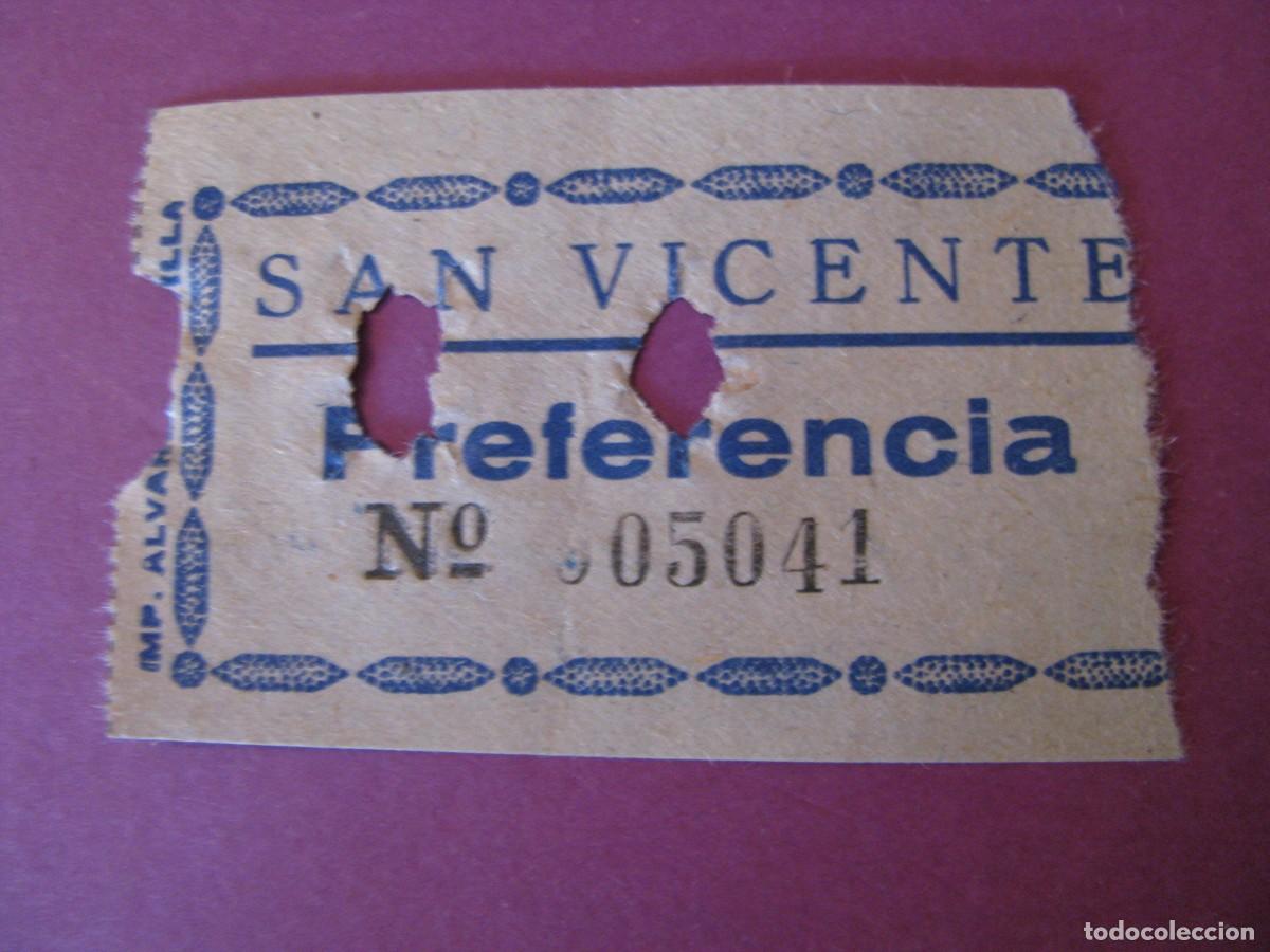 Cine: ENTRADA DE CINE SAN VICENTE, SEVILLA 1959. DETRAS VIENE LA FECHA Y EL NOMBRE DE LA PELICULA
