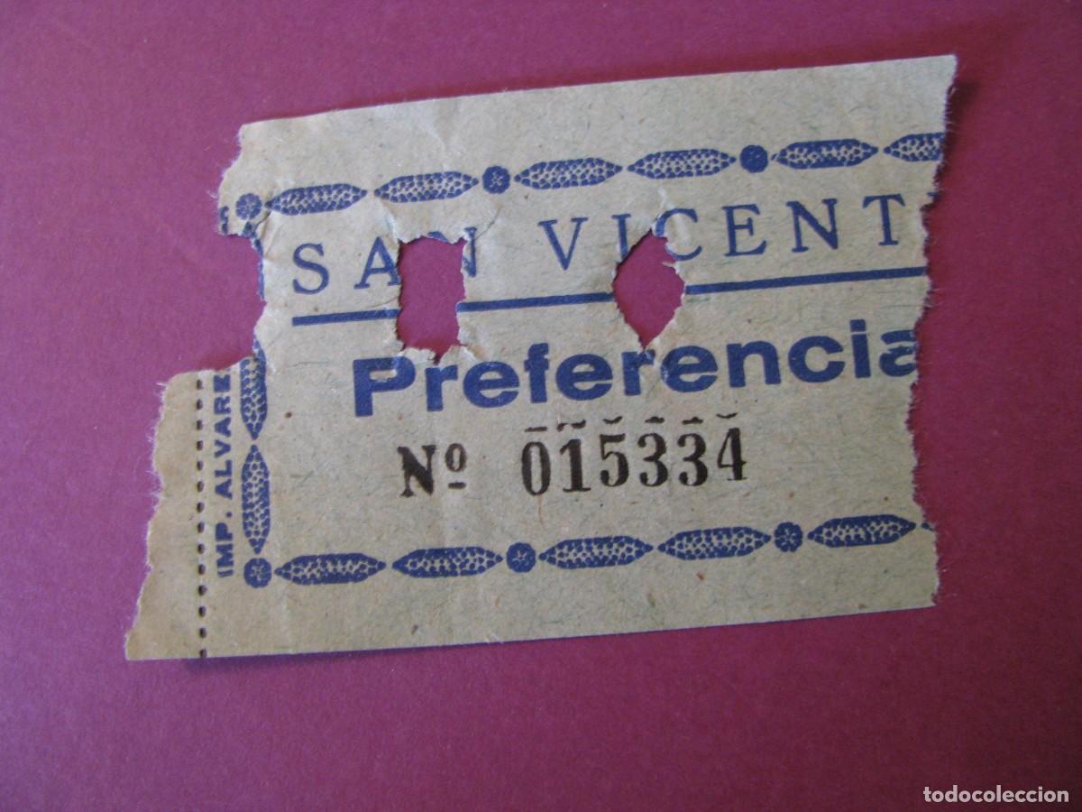 Cine: ENTRADA DE CINE SAN VICENTE, SEVILLA 1959. DETRAS VIENE LA FECHA Y EL NOMBRE DE LA PELICULA