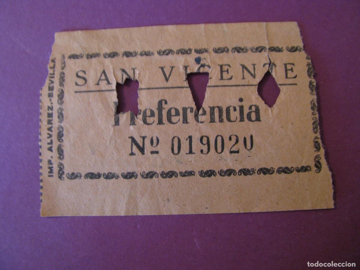 Cine: ENTRADA DE CINE SAN VICENTE, SEVILLA 1959. DETRAS VIENE LA FECHA Y EL NOMBRE DE LA PELICULA