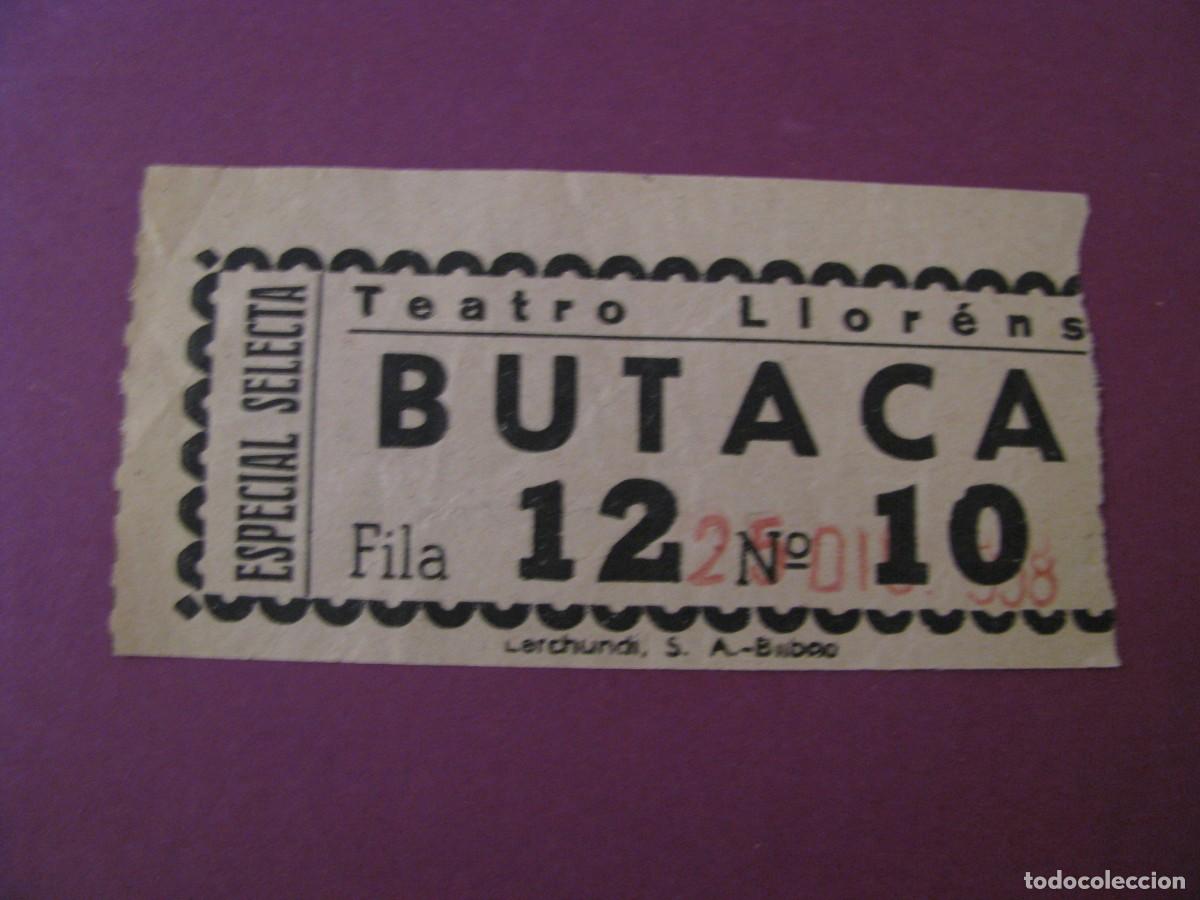 Cine: ENTRADA DE TEATRO LLORENS, SEVILLA 1958. DETRAS VIENE LA FECHA Y EL NOMBRE