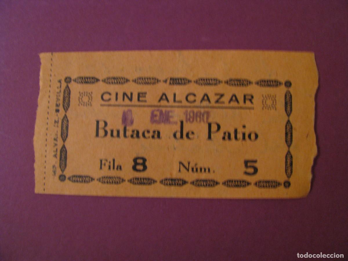 Cine: ENTRADA DE CINE ALCAZAR, SEVILLA 1960. DETRAS VIENE LA FECHA Y EL NOMBRE DE LA PELICULA