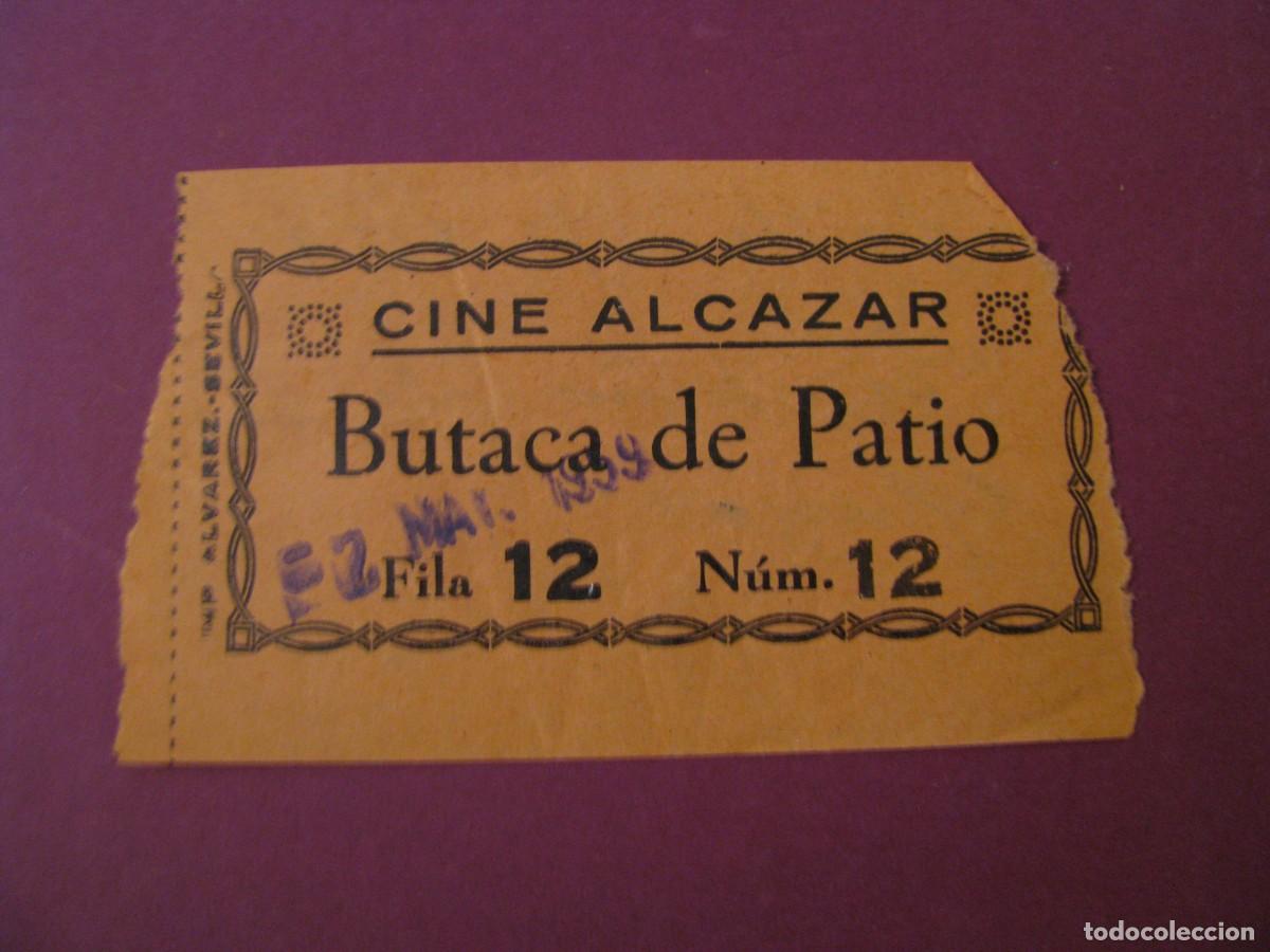 Cine: ENTRADA DE CINE ALCAZAR, SEVILLA 1959. DETRAS VIENE LA FECHA Y EL NOMBRE DE LA PELICULA