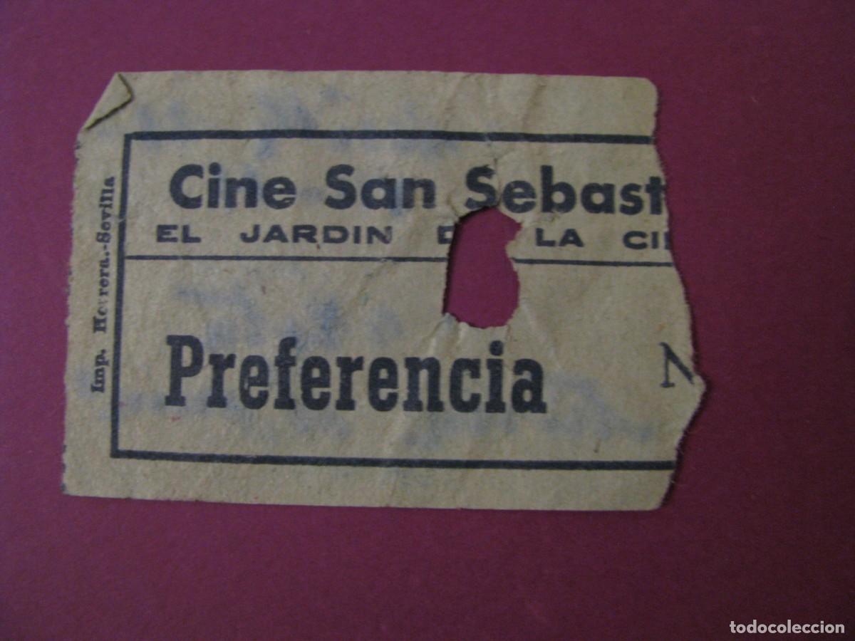 Cine: ENTRADA DE CINE SAN SEBASTIAN, SEVILLA 1961. DETRAS VIENE LA FECHA Y EL NOMBRE DE LA PELICULA