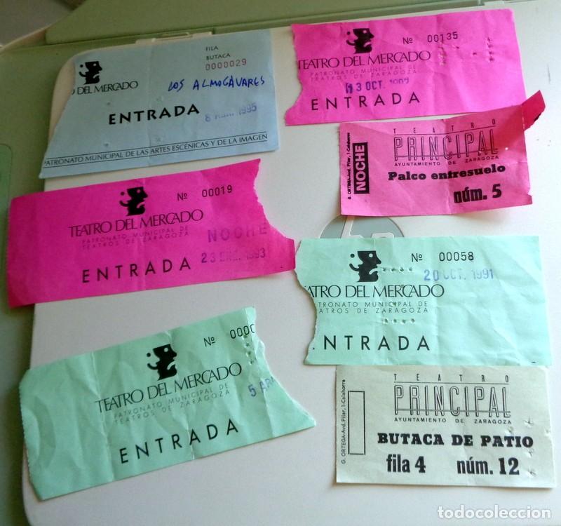 Cine: LOTE ENTRADAS TICKETS ANTIGUAS A&Ntilde;OS 90. TEATRO PRINCIPAL, TEATRO DEL MERCADO. ZARAGOZA