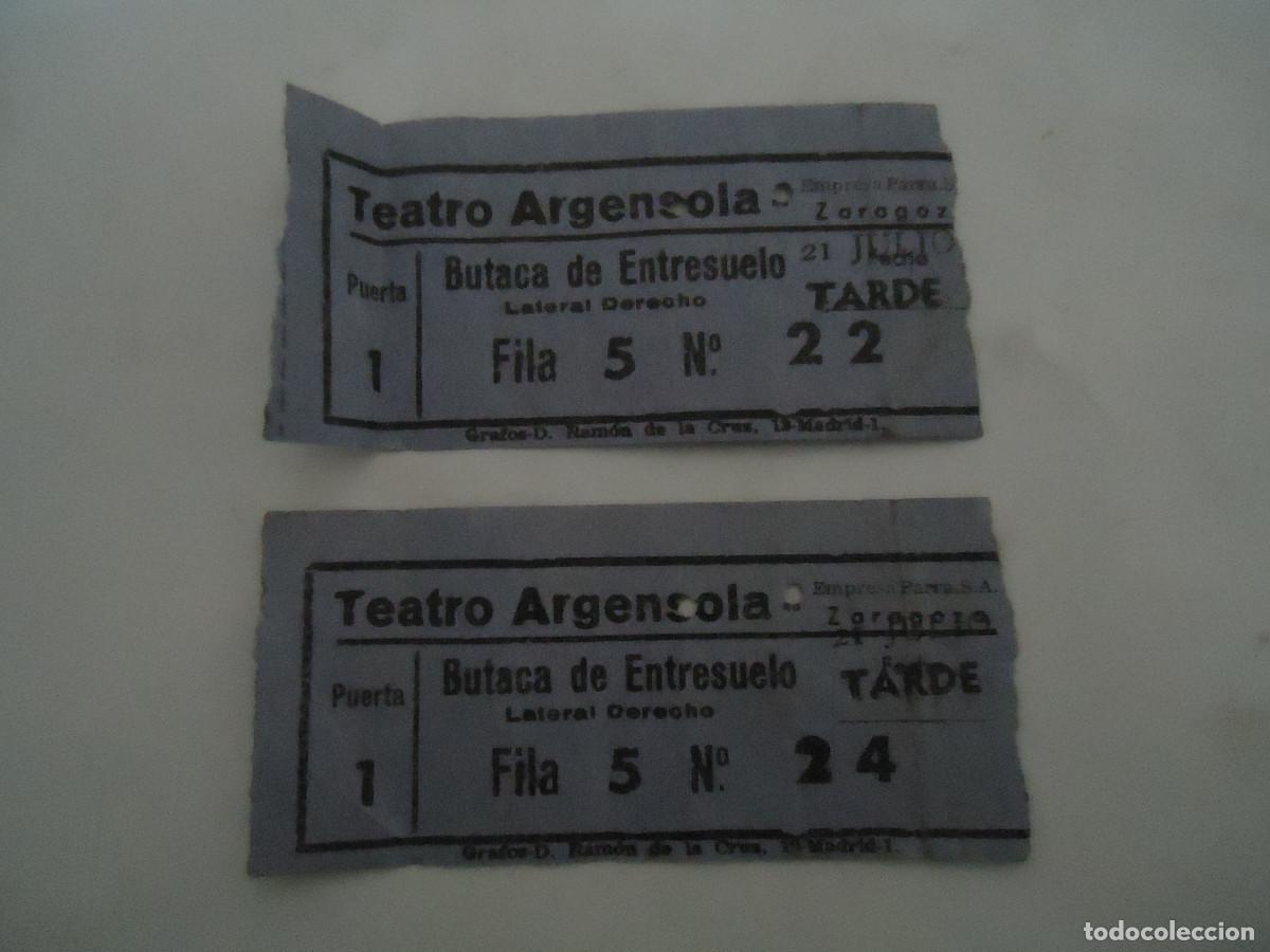 Kino: 2 ENTRADA PARA EL TEATRO ARGENSOLA DE ZARAGOZA. PP -13