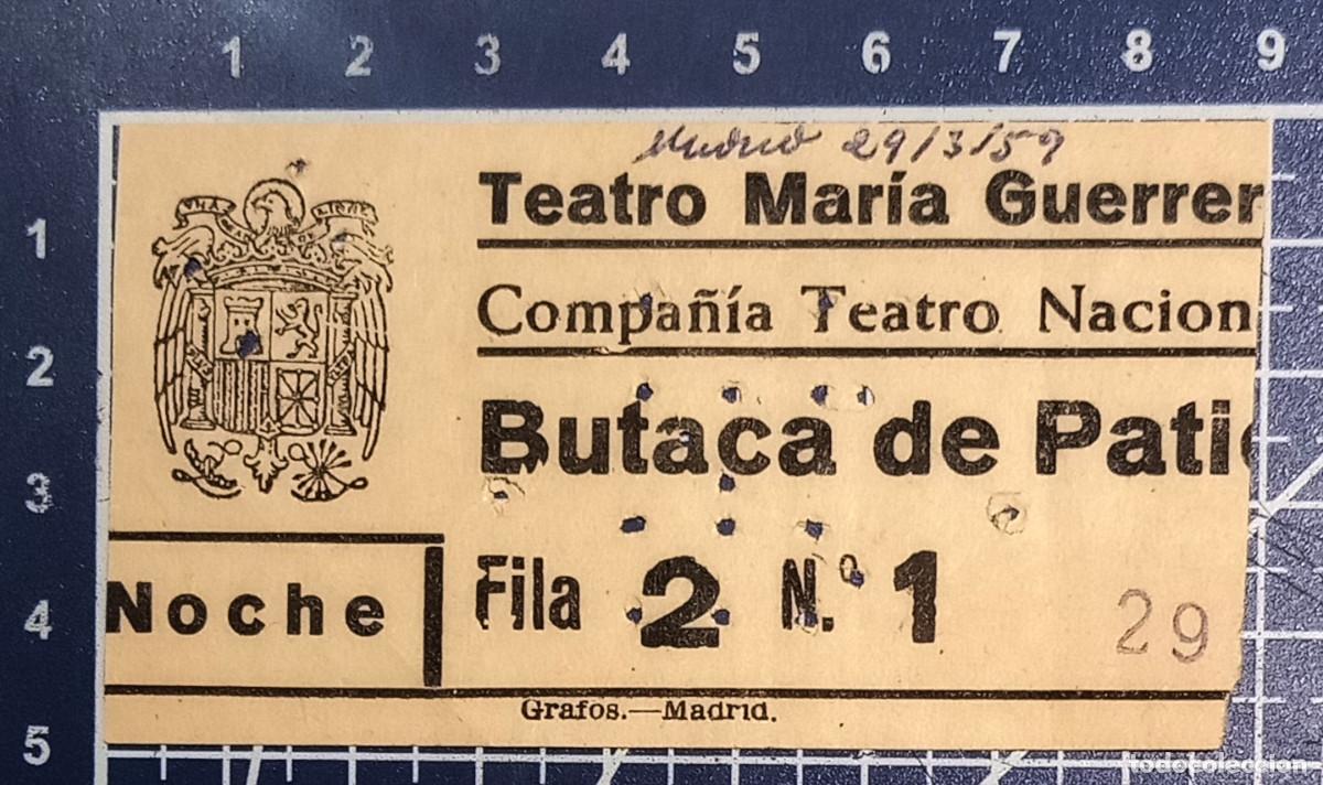 Cine: ENTRADA/TIQUET - TEATRO MARIA GUERRERO - MADRID - 1959