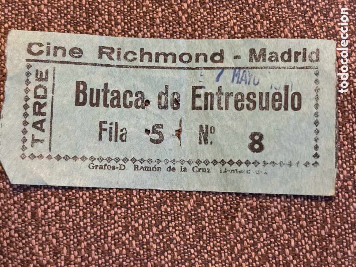 Cine: Entrada Cine Richmond, Madrid a&ntilde;os 70