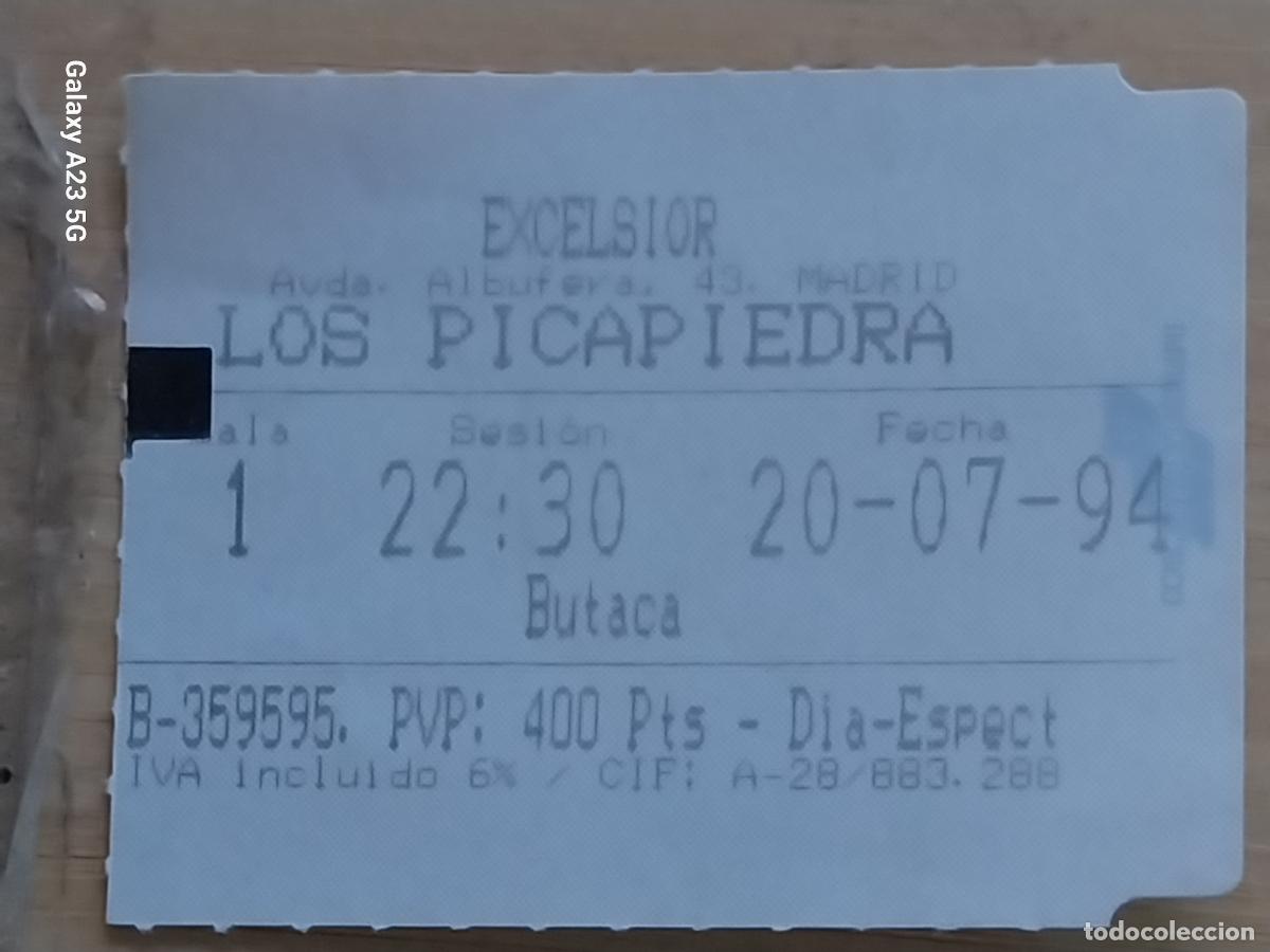 Cine: PICAPIEDRA ENTRADA CINE EXCELSIOR 20 JULIO 1994 5.5X4.2 CMS